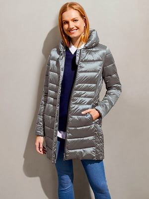 Стьобане пальто сріблястого кольору | 6855204