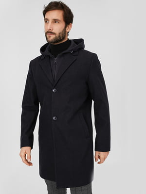 Чорне пальто на гудзиках | 6855405