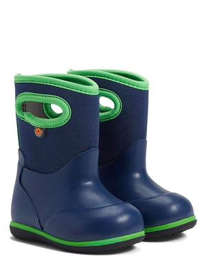 Водонепроникні сині чобітки із зеленою окантовкою | 6855916