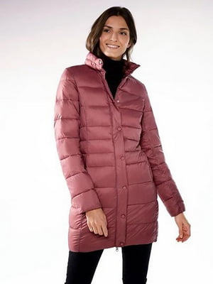 Рожеве стьобане пальто на блискавці | 6856018