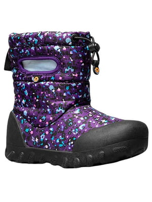 Водонепроникні чорно-фіолетові чобітки в принт | 6856034