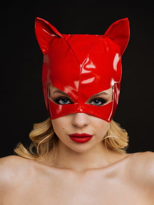 Лакована червона маска з екошкіри "Жінка-кішка" | 6856800