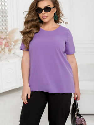 Класична однотонна блуза лавандового кольору | 6857112