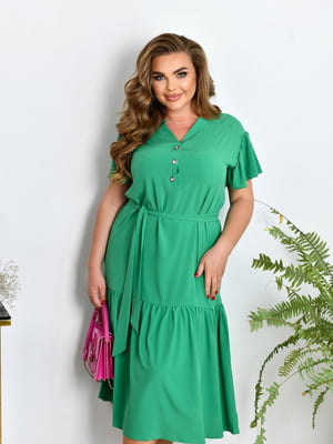 Сукня зелена з поясом | 6857478