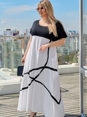 Вільна чорно-біла сукня А-силуету | 6857597