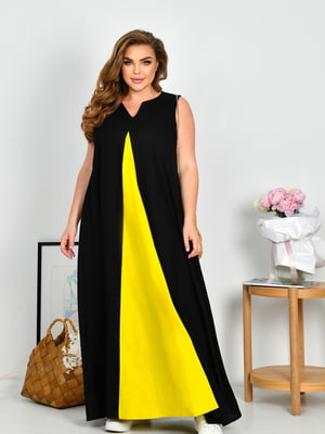 Вільна сукня А-силуету з жовтою вставкою | 6857603