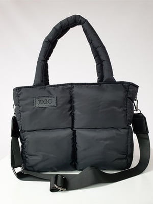 Чорна дута сумка шопер з плащової тканини | 6857715