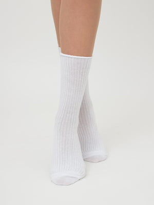Шкарпетки білі високі в рубчик на 36-40 розмір | 6857884