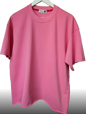 Базова рожева бавовняна футболка оversize | 6858144