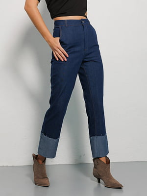 Синие джинсы с высоким отворотом | 6852525