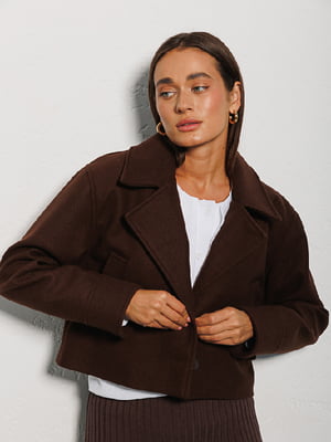 Укорочене кашемірове пальто коричневого кольору | 6852770