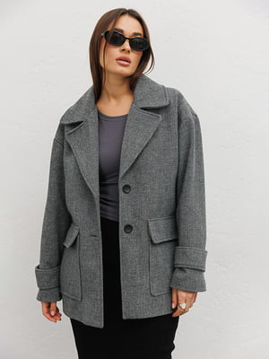Сіре коротке пальто oversize | 6852771