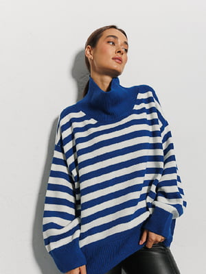 Синьо-білий оверсайз светр у смужку | 6852828