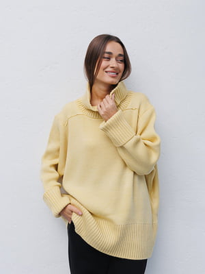 Удлиненный желтый свитер свободного фасона | 6852866