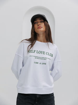 Білий світшот із принтом Self love club | 6852881