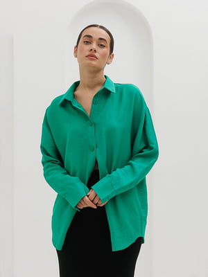 Льняна зелена сорочка oversize | 6852912