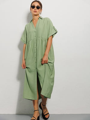 Літня салатова сукня-міді вільного фасону | 6853028
