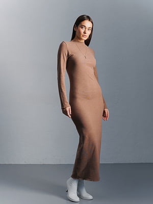 Длинное коричневое платье-футляр | 6853084