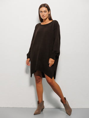 Вязаное черное платье oversize | 6853088