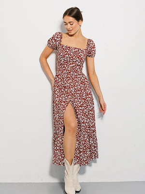 Літня сукня-міді з короткими рукавами | 6853101