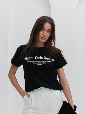 Чорна футболка з принтом Monte-Carlo Quarter | 6853347