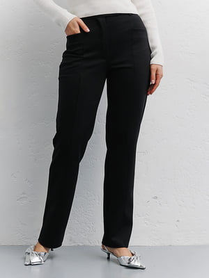 Вузькі чорні штани з вертикальними швами | 6853418