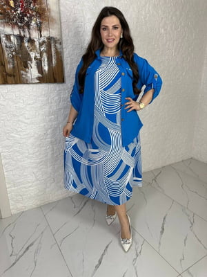Жіночий костюм сукня та сорочка колір Синий р.46/48 459555 | 6858498