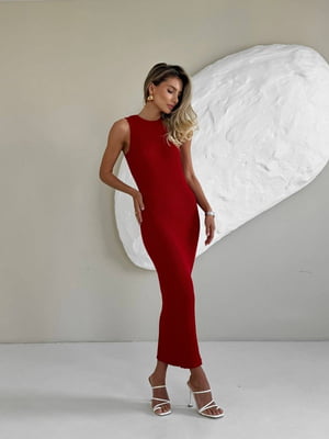 Лаконічна бавовняна сукня міді червоного кольору | 6858645