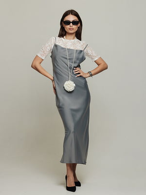 Сіра сукня в білизняному стилі з блузою | 6859543