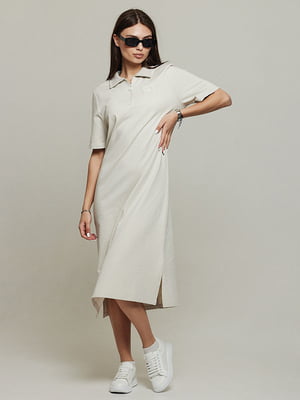 Сукня з коміром молочного кольору | 6859552