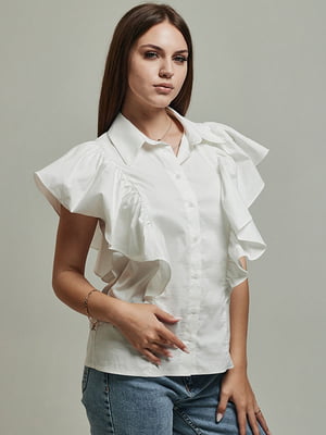 Біла блуза з рюшами | 6859584