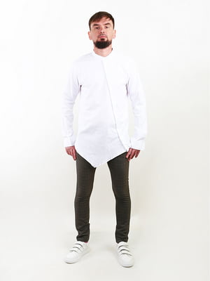 Біла подовжена асиметрична сорочка | 6859699