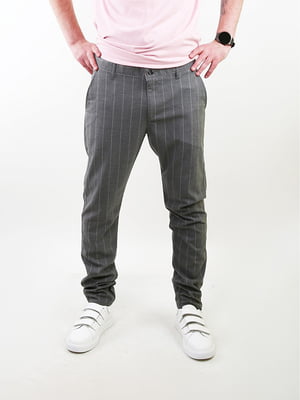 Сірі класичні брюки в смужку | 6859739