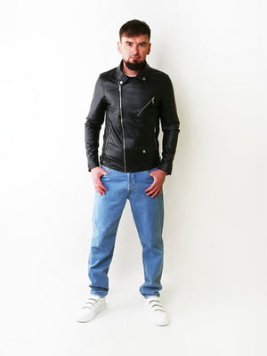 Чорна приталена куртка-косуха | 6859740