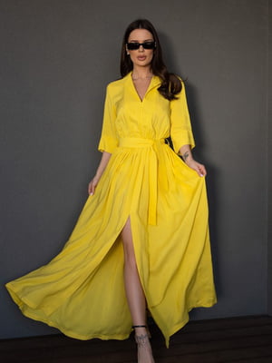 Довга сукня з жовтої бавовни | 6859931