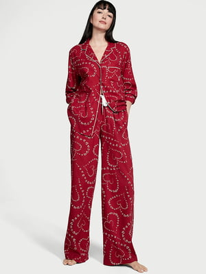 Фланелевая красная пижама: рубашка и брюки | 6860079