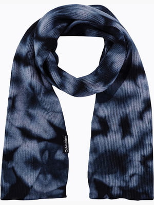 Стильный синий шарф с принтом | 6860235