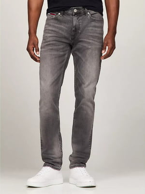 Сірі джинси з потертостями | 6860294