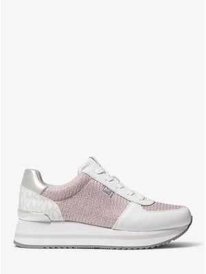 Бело-розовые кроссовки из экокожи | 6860325