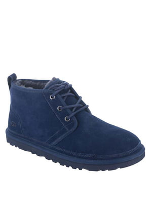Синие замшевые ботинки на меху | 6860376