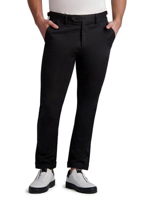 Чорні еластичні штани з кишенями | 6860405