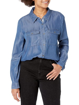 Синяя джинсовая рубашка c длинным рукавом | 6860411