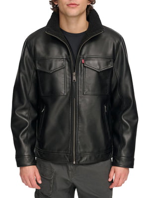 Черная винтажная куртка из искусственной кожи | 6860195