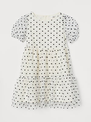 Сукня А-силуету молочного кольору в принт | 6685105