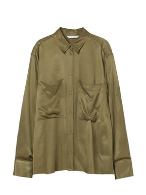 Блуза кольору хакі з віскозного матеріалу | 6860473