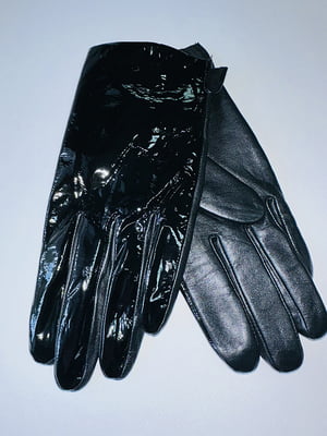 Перчатки черные из мягкой кожи с подкладкой | 6860555