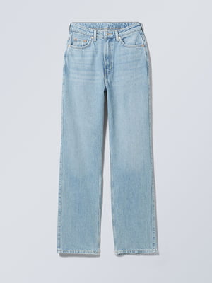 Прямые голубые джинсы с завышенной талией | 6860621