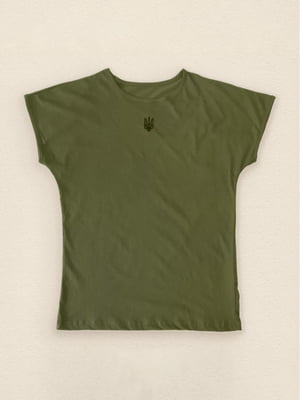 Патриотичная футболка цвета хаки | 6860986