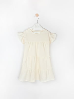 Ніжна сукня з вафельної тканини молочного кольору | 6861286