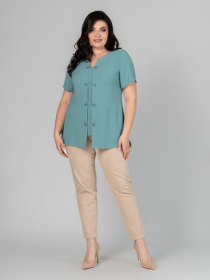 Блуза фісташкового кольору на гудзиках | 6861794